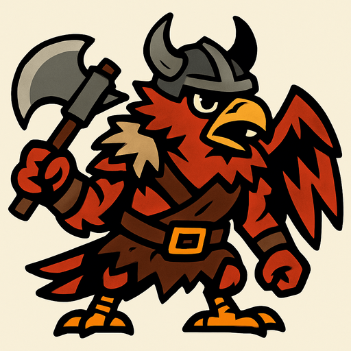 2d bird berserker.
In-Game asset.  2d.  High contrast.  No shadows