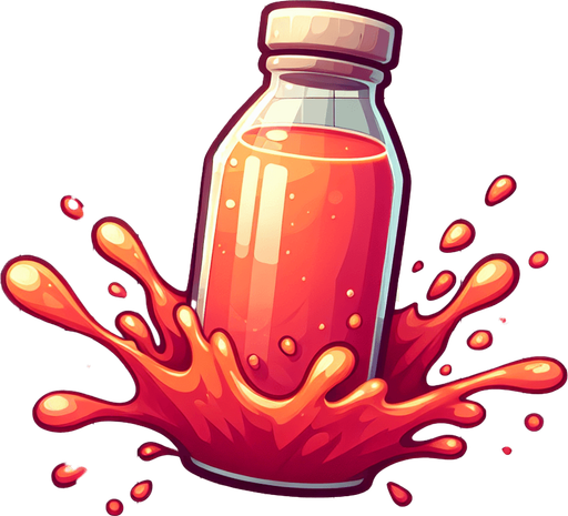 juice splash asset.
Single Game Texture.  In-Game asset.  2d.  Blank background.  High contrast.  No shadows