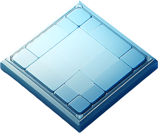 Blue-Tinted Tile: A clean and sleek tile design, consisting of a perfect square with a soft blue surface. A barely noticeable, thin blue border defines the edges, maintaining a smooth and minimal aesthetic. The tile is blank and pristine, embodying futuristic simplicity.
Single Game Texture. In-Game asset. 2d. Blank background. High contrast. No shadows.