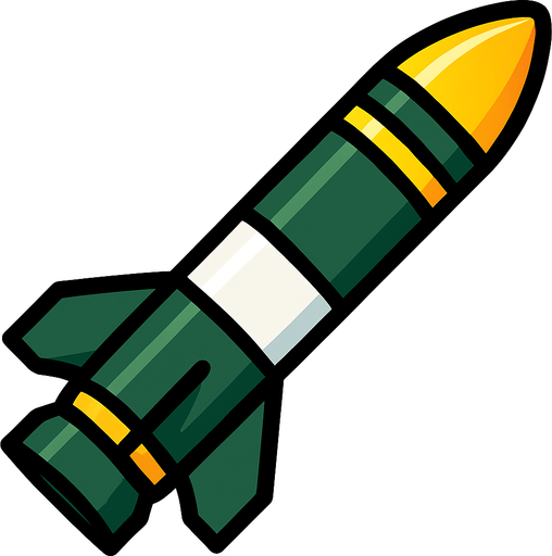 A surface-to-air (SAM) missile..
In-Game asset.  2d.  High contrast.  No shadows