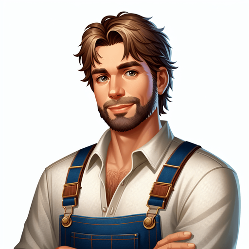 МУЖЧИНА ФЕРМЕР.
Single Game Texture. In-Game asset. 2d. Blank background. High contrast. No shadows.