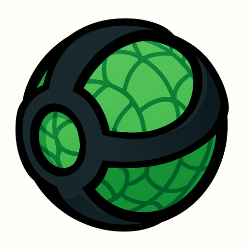 PATTERNED GREEN BALL WITH BLACK COVER AROUND.
In-Game asset.  2d.  High contrast.  No shadows