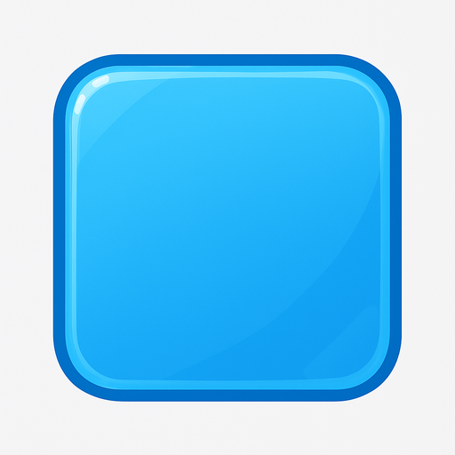 Simple blue square round corners. Vector. Beautiful transparent details. Single Game Texture. In-Game asset. 2d. Blank background. High contrast. With shadows..
In-Game asset.  2d.  No shadows