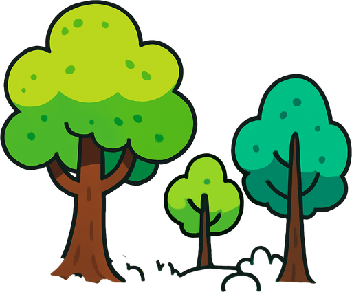 fond d'écran forêt mignonne.
In-Game asset.  2d.  High contrast.  No shadows