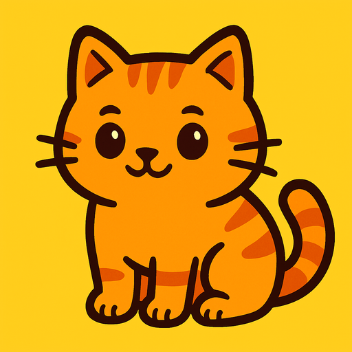 turuncu tatlı kedi.
In-Game asset.  2d.  High contrast.  No shadows