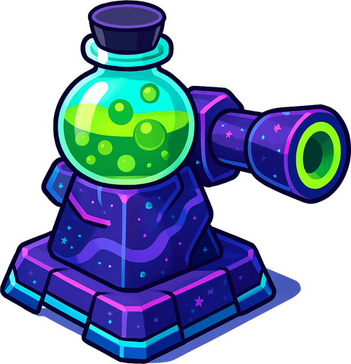 poison tower space galaxy theme tower defense game, advanced base level tower.
In-Game asset.  2d.  High contrast.  No shadows