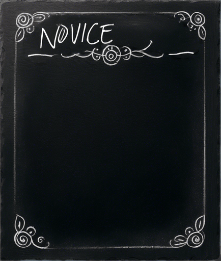 Text "NOVICE BLEND" in chalk, handwritten