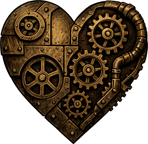 haz un corazon con aspecto steampunk metalico desgastado.
In-Game asset.  2d.  High contrast.  No shadows