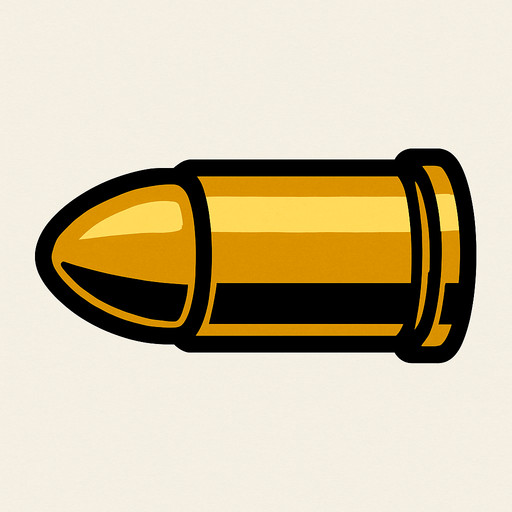 2d revolver bullet.
In-Game asset.  2d.  High contrast.  No shadows
