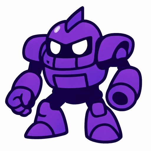 purple robot enemy.
In-Game asset.  2d.  High contrast.  No shadows