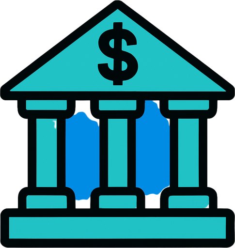 Üstünde dolar logosu olan banka.
In-Game asset.  2d.  High contrast.  No shadows