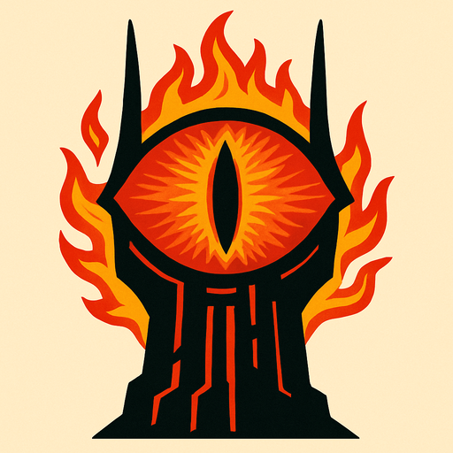 Eye of sauron.
In-Game asset.  2d.  High contrast.  No shadows