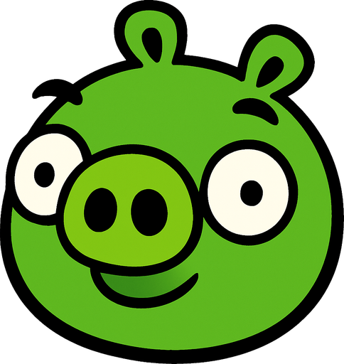 a grene pig.
In-Game asset.  2d.  High contrast.  No shadows