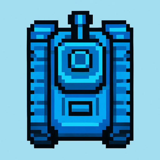 blue tank pixel art top down.
In-Game asset.  2d.  High contrast.  No shadows