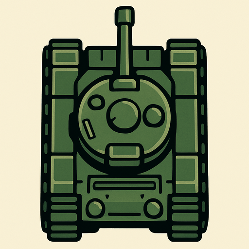 Tepeden bakış tank.
In-Game asset.  2d.  High contrast.  No shadows