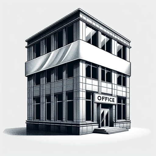 A square building having a banner where we can change name of aur office.
Single Game Texture. In-Game asset. 2d. Blank background. High contrast. No shadows.