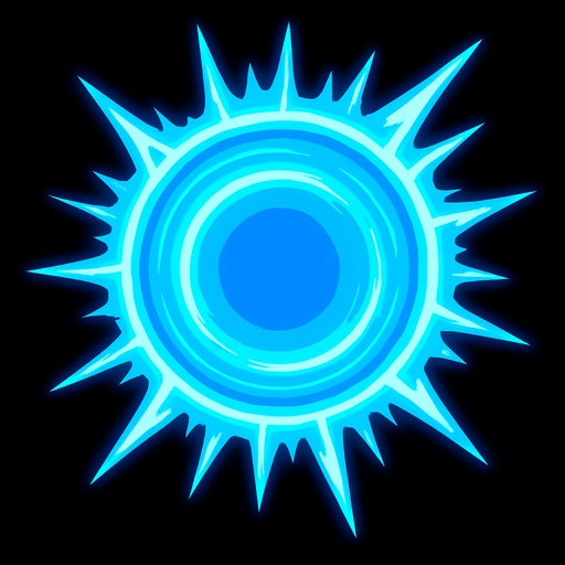 A Super Blue Laser Ball 2D.
In-Game asset.  2d.  High contrast.  No shadows