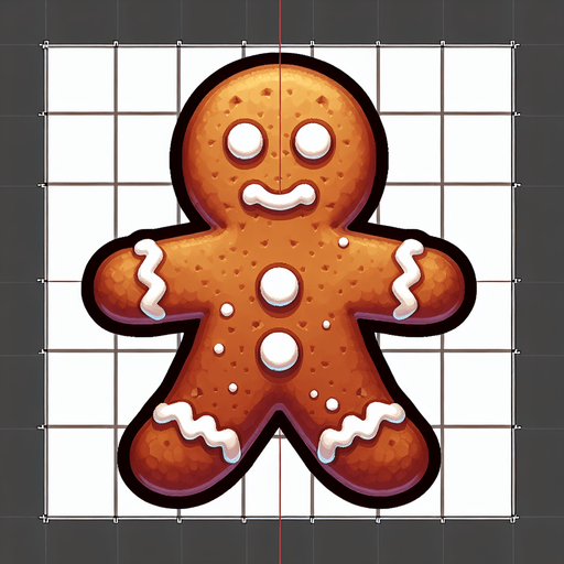 A gingerbread man. Single Game Texture. In-Game asset. 2d. Blank background. High contrast. No shadows.