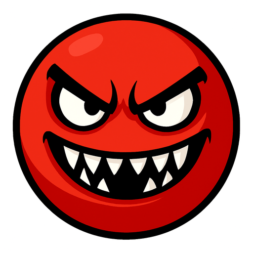 A red ball with a evil face.
In-Game asset.  High contrast.  No shadows