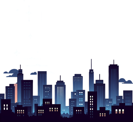 City, night with moon and stars.
Single Game Texture. In-Game asset. 2d. Blank background. High contrast. No shadows.