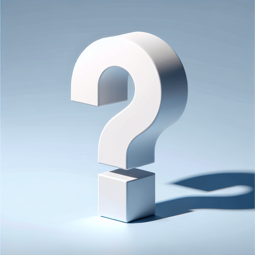 white 3d questionmark with a shadow.
Single Game Texture.  In-Game asset.  2d.  Blank background.  High contrast.  No shadows