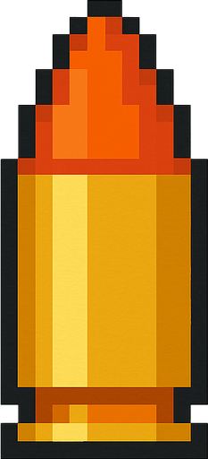 Bullet 2d top down pixilated.
In-Game asset.  2d.  High contrast.  No shadows