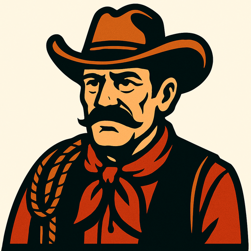 Señor vaquero.
In-Game asset.  2d.  High contrast.  No shadows