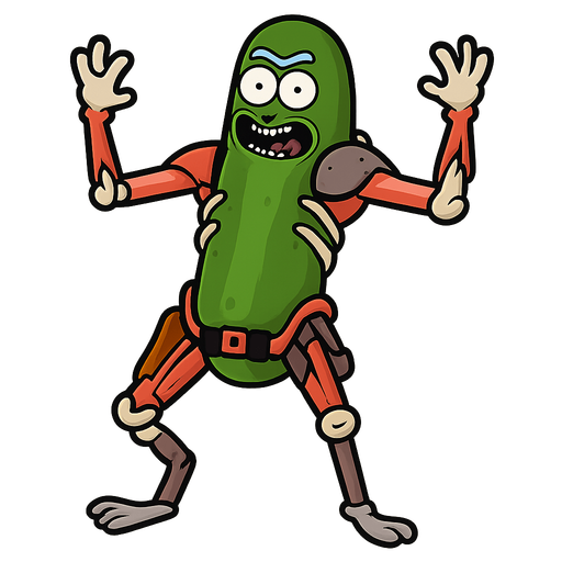 pickle rick meme.
In-Game asset.  2d.  High contrast.  No shadows