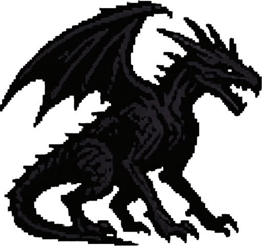Shadow drake dark souls style 2d pixel art.
In-Game asset.  2d.  High contrast.  No shadows