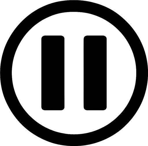Pause icon in circle white.
In-Game asset.  2d.  High contrast.  No shadows