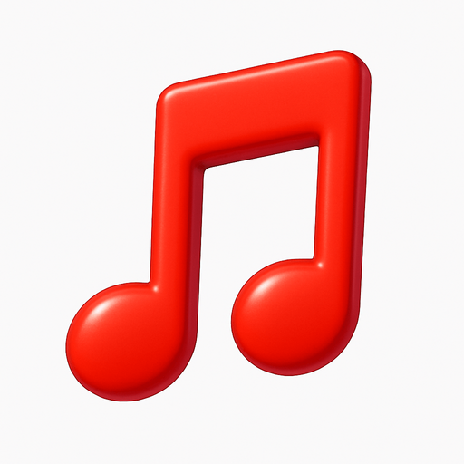 red musical note.
In-Game asset.  3d.  High contrast.  No shadows