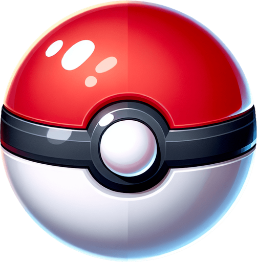 pokemon ball.
Single Game Texture. In-Game asset. 2d. Blank background. High contrast. No shadows.