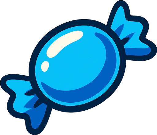 Mavi şeker resmi.
In-Game asset.  2d.  High contrast.  No shadows