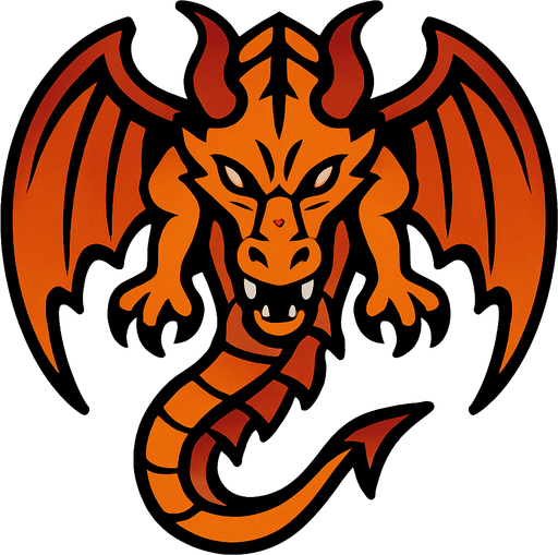 Yüzü Aşağı doğru duran 2d ejderha.
In-Game asset.  2d.  High contrast.  No shadows