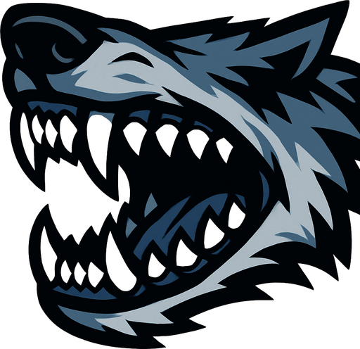 Mordida, dientes de lobo cerrados.
In-Game asset.  2d.  High contrast.  No shadows