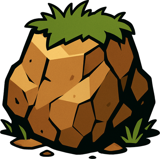 Pierre élément terre.
In-Game asset.  2d.  High contrast.  No shadows