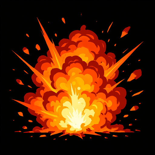 explosion realista.
In-Game asset.  2d.  High contrast.  No shadows