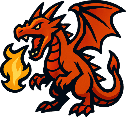 Dragon du feu.
In-Game asset.  2d.  High contrast.  No shadows