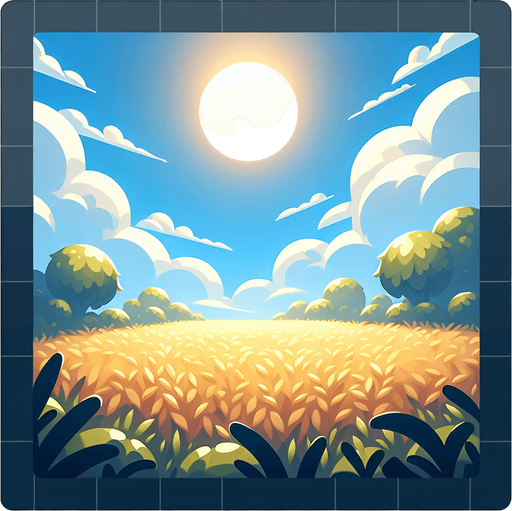 sunny fields
Single Game Texture. In-Game asset. 2d. Blank background. High contrast. No shadows. 100 x 100. Square