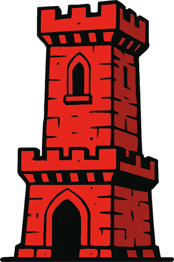 Red tower.
In-Game asset.  2d.  High contrast.  No shadows