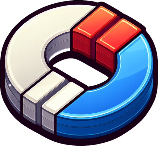 coin magnet white blue red in color.
Single Game Texture.  In-Game asset.  2d.  Blank background.  High contrast.  No shadows