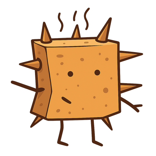 prickly cube. No background. Transparent background. Blank background. No shadows. 2d. In-Game asset. flat