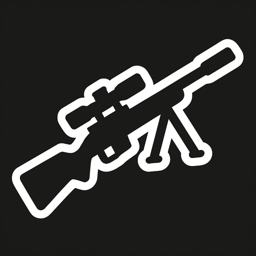 black sniper icon with white stroke.
In-Game asset.  2d.  High contrast.  No shadows