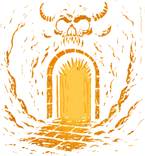 a terrifying but illuminating exit.
In-Game asset.  2d.  High contrast.  No shadows