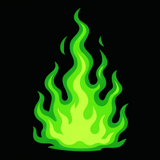 green fire.
In-Game asset.  2d.  High contrast.  No shadows