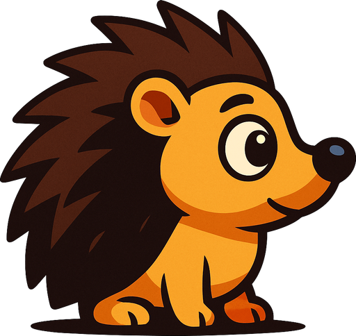 3d pixar tarzı kirpi yandan bakış.
In-Game asset.  2d.  High contrast.  No shadows