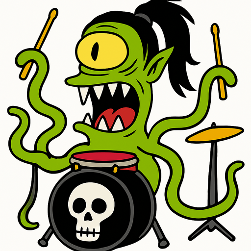 Make my character have more tentacle based hands and make him have dark black hair with a ponytail (make my character's background white)