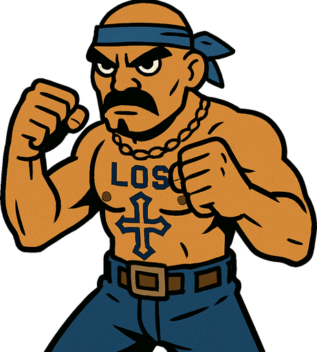 pandillero que quiere pelear a puño limpio.
In-Game asset.  2d.  High contrast.  No shadows