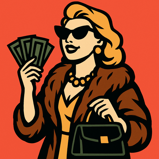 a rich woman.
In-Game asset.  2d.  High contrast.  No shadows