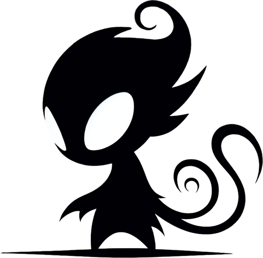 A silhouette of a small, mischievous shadow creature (imp, tendril beast, raven?). Could also be a pair of glowing eyes peering out from darkness..
Single Game Texture.  In-Game asset.  2d.  Blank background.  High contrast.  No shadows